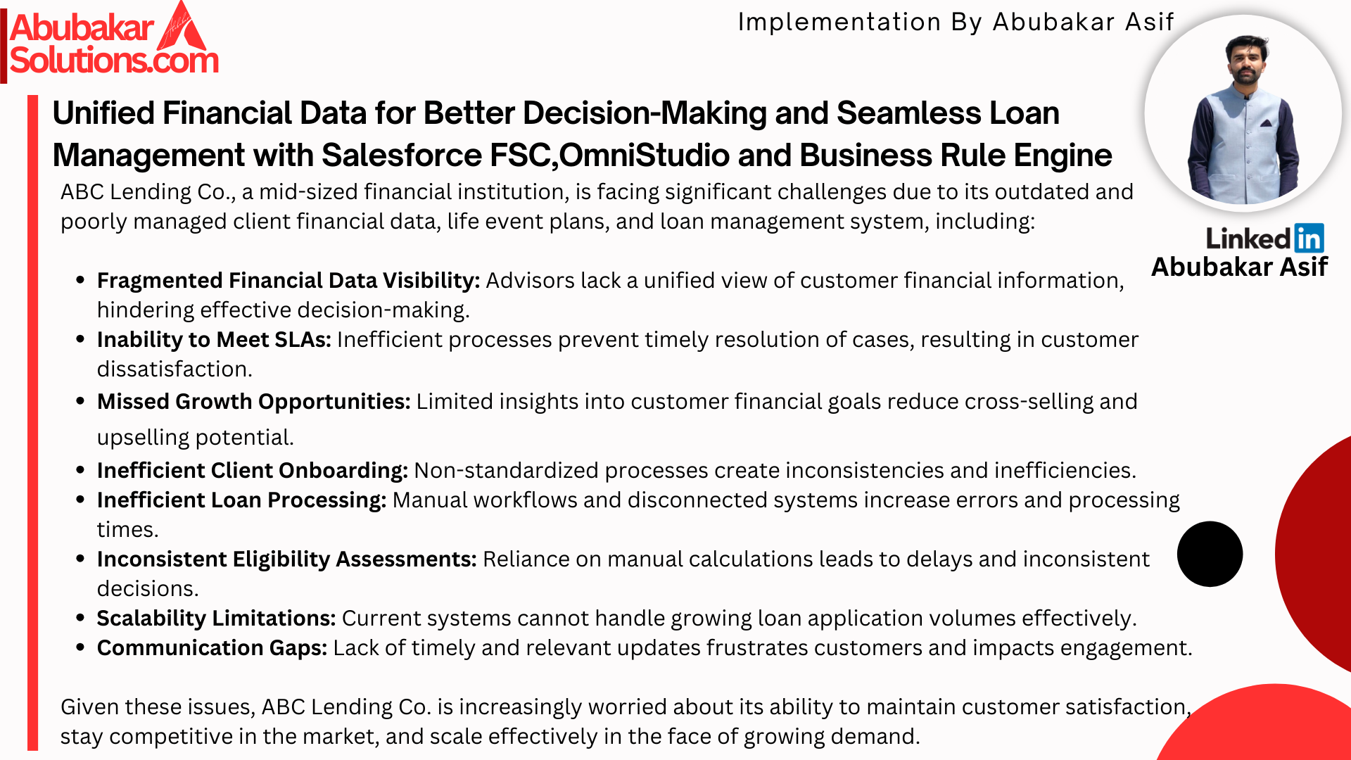 Unified Financial Data for Better Decision-Making and Seamless Loan Management Powered By Salesforce FSC, OmniStudio and Business Rule Engine