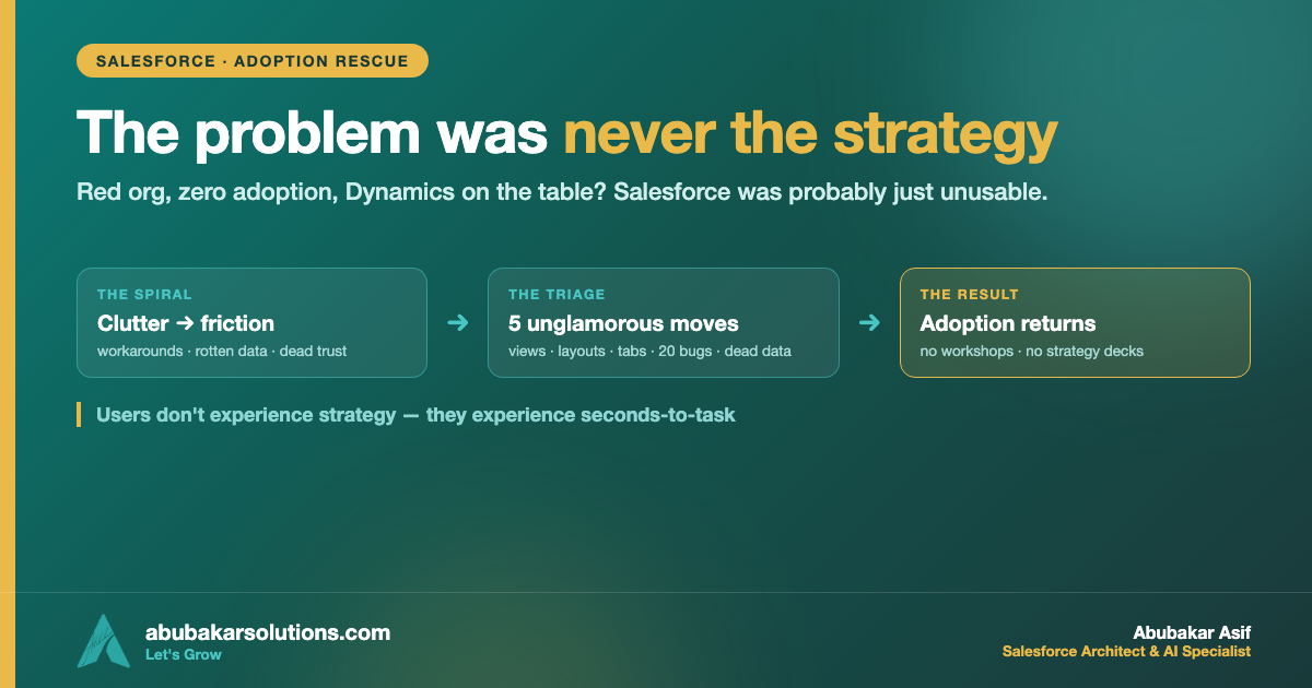 Your Salesforce Adoption Problem Is Probably a Usability Problem: The Triage That Beats a Strategy Workshop